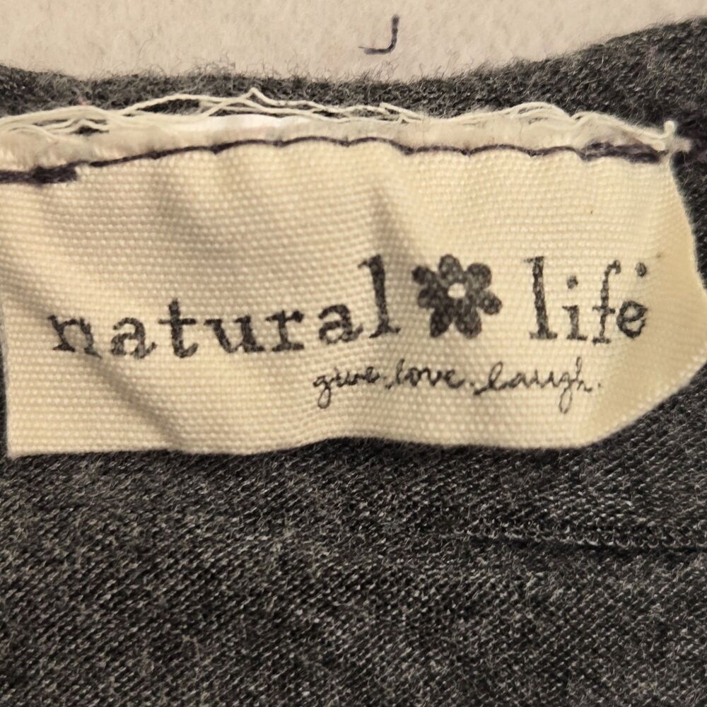 Natural Life Gray Long Sleeve Asymmetrical Hem Tunic Top Soft Knit Boho Cotton - Picture 6 of 6